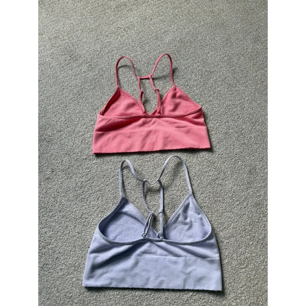 Anthropologie Boho Seamless Bralette Set Size XS/S Pink Blue Racerback Strappy